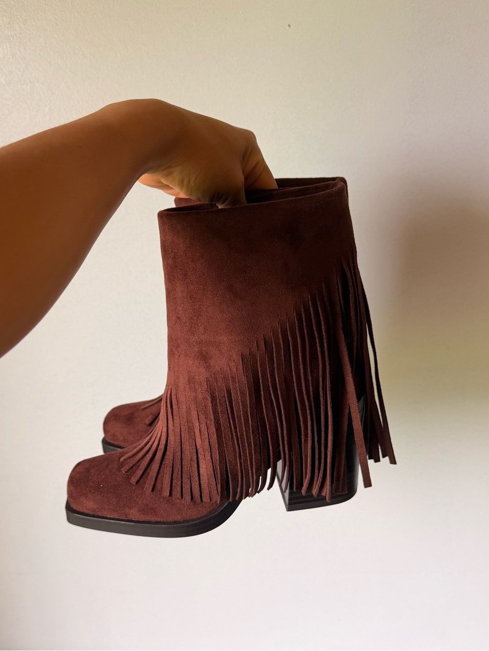 Faux Suede Fringe Booties - Picture 4 of 8